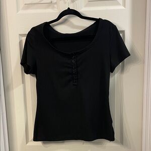 Black Buttoned Women's Top